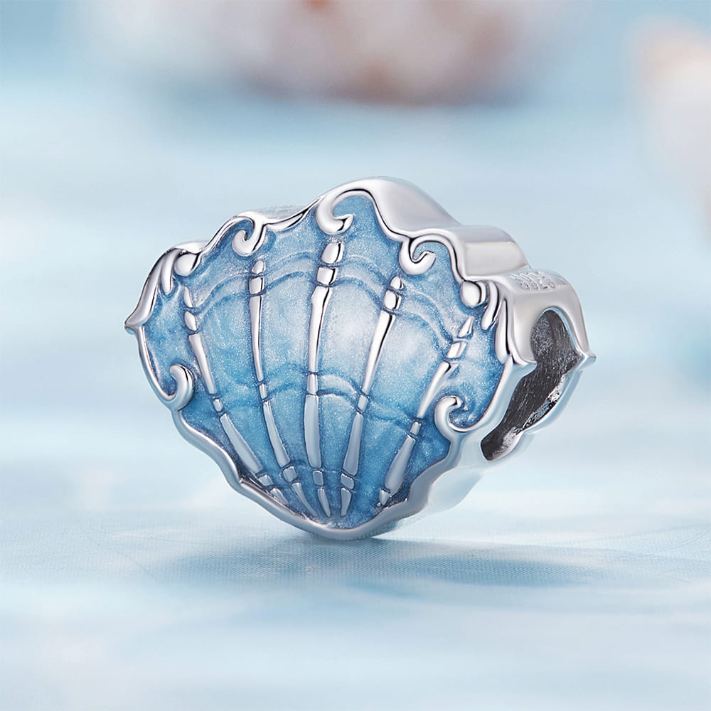 Solid 925 Signature Silver Azure Seashell Charm