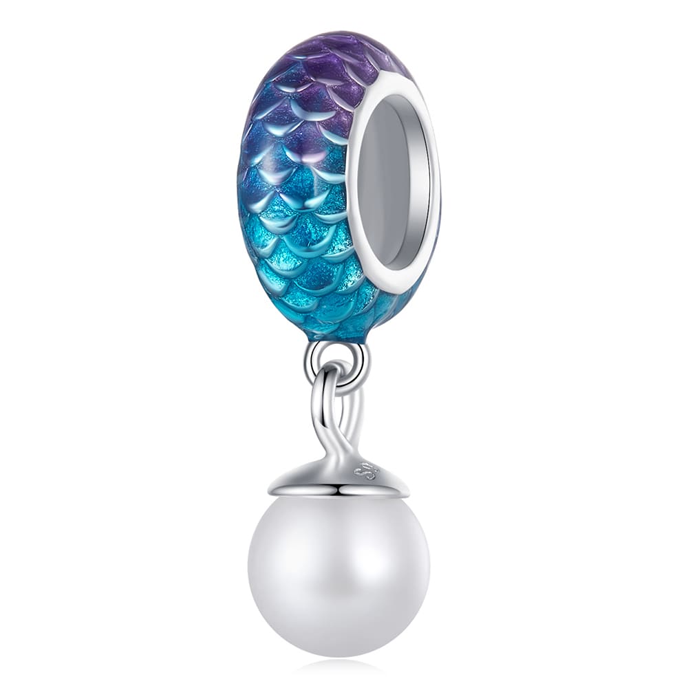 Solid 925 Signature Silver Pearlescent Mermaid Whispers Charm