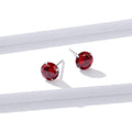 Solid 925 Sterling Silver Scarlet Diamond Round Cut Four Prong Stud Earrings