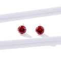 Solid 925 Sterling Silver Scarlet Diamond Round Cut Four Prong Stud Earrings