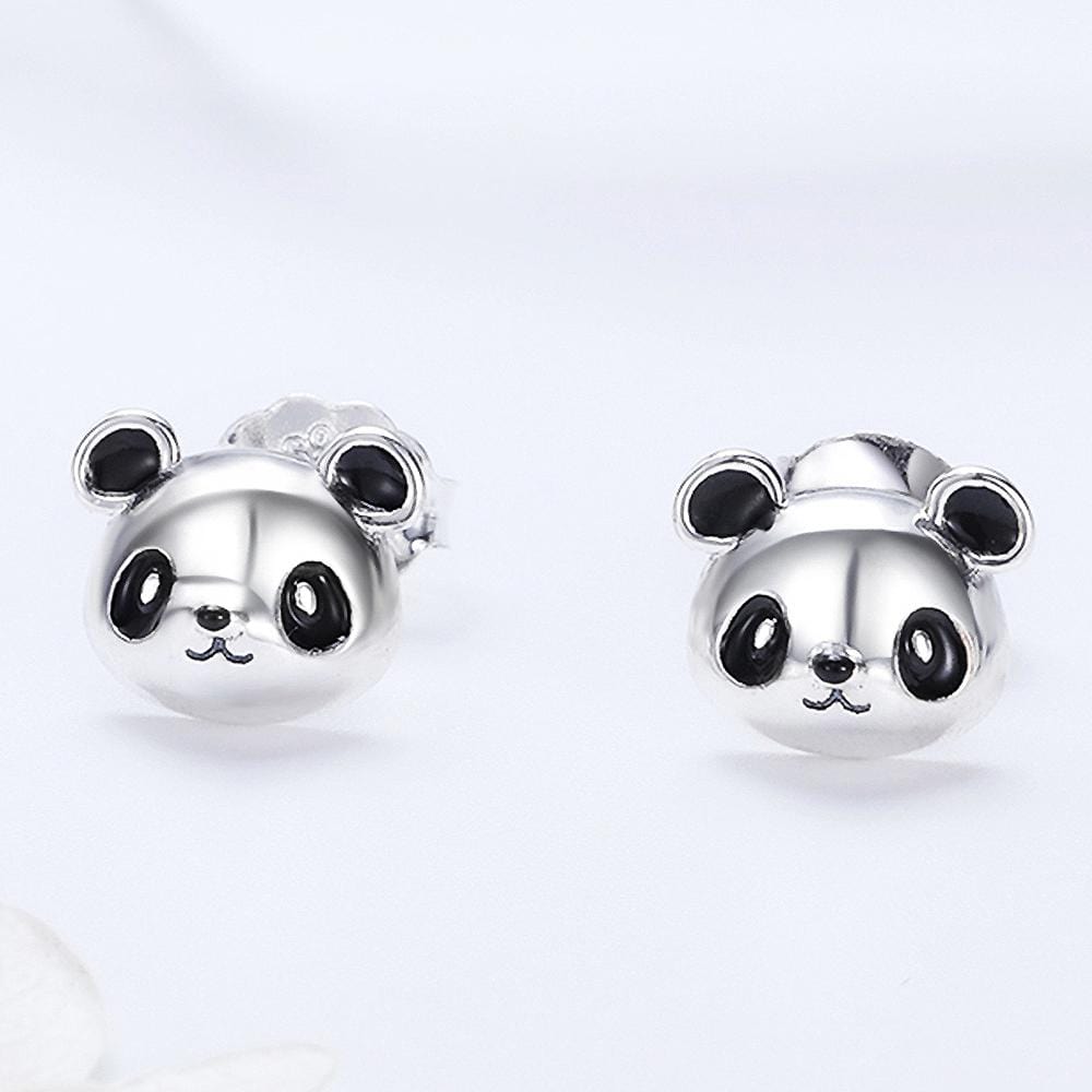 Solid 925 Sterling Silver Panda Face Earrings - Brilliant Co