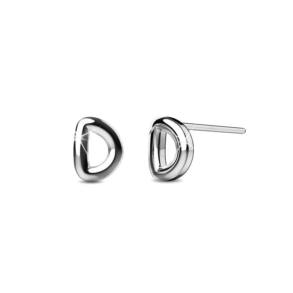 Solid 925 Sterling Silver Initial Alphabet Personalised Stud Earrings - 14