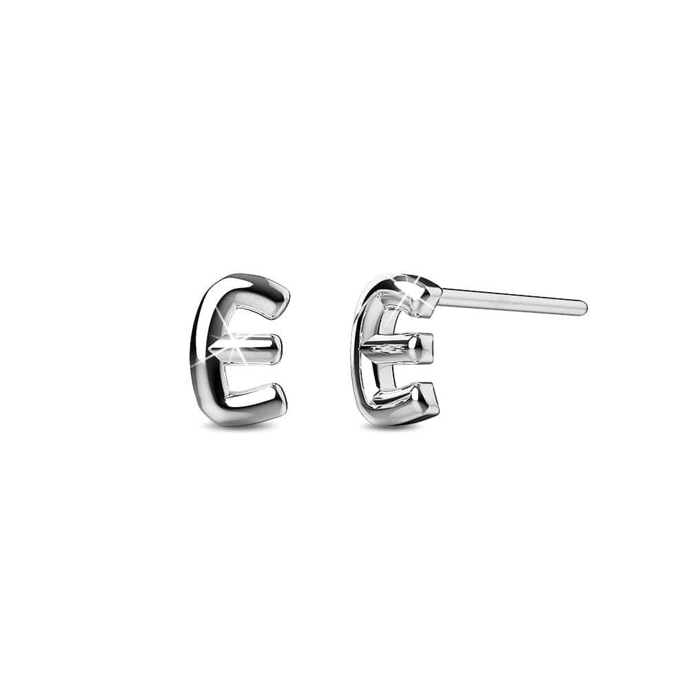 Solid 925 Sterling Silver Initial Alphabet Personalised Stud Earrings - 18