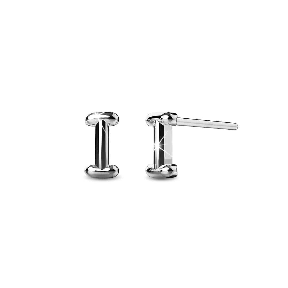 Solid 925 Sterling Silver Initial Alphabet Personalised Stud Earrings - 34