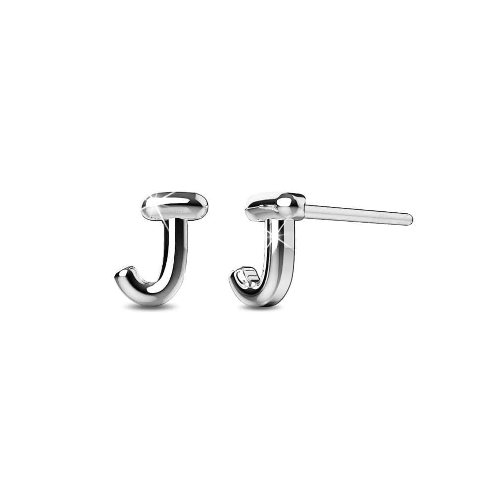 Solid 925 Sterling Silver Initial Alphabet Personalised Stud Earrings - 38
