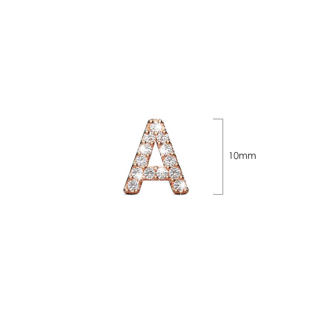 Solid 925 Sterling Silver Glamour Alphabet Letter Earrings Rose Gold - 4