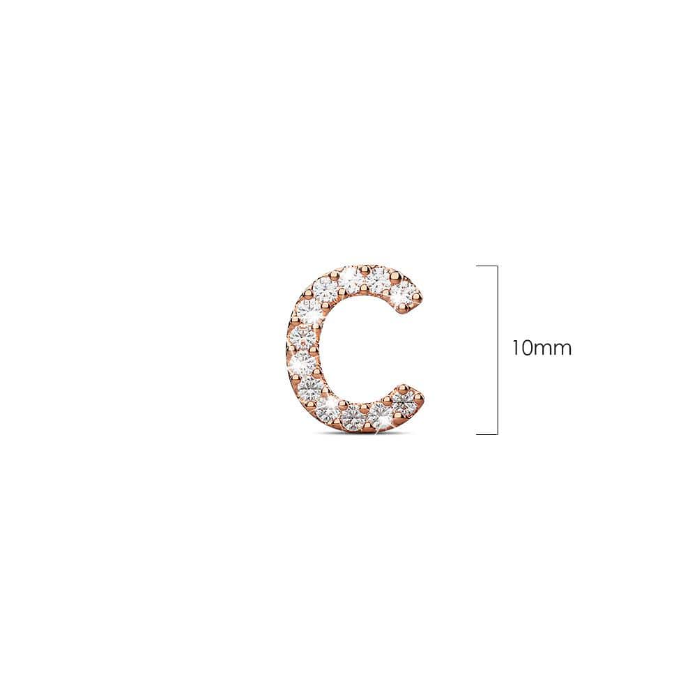 Solid 925 Sterling Silver Glamour Alphabet Letter Earrings Rose Gold - 12