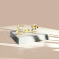 Solid 925 Sterling Silver Glamour Alphabet Letter Earrings Gold - 19