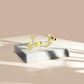 Solid 925 Sterling Silver Glamour Alphabet Letter Earrings Gold - 39