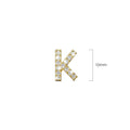 Solid 925 Sterling Silver Glamour Alphabet Letter Earrings Gold - 44
