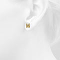 Solid 925 Sterling Silver Glamour Alphabet Letter Earrings Gold - 53