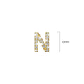 Solid 925 Sterling Silver Glamour Alphabet Letter Earrings Gold - 56