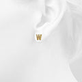 Solid 925 Sterling Silver Glamour Alphabet Letter Earrings Gold - 93