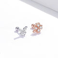 Solid 925 Sterling Silver Mismatch Butterfly Clover Zirconias Stud Earrings - Brilliant Co