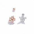 Solid 925 Sterling Silver Mismatch Butterfly Clover Zirconias Stud Earrings - Brilliant Co