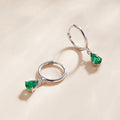 Solid 925 Sterling Silver Emerald Green Crystal Drop Earrings