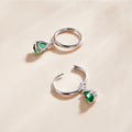 Solid 925 Sterling Silver Emerald Green Crystal Drop Earrings