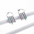Solid 925 Sterling Silver Colourful Rainy Cloud Earrings