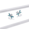 Solid 925 Sterling Silver Dragonflies in Blue Stud Earrings - Brilliant Co