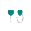Solid 925 Sterling Silver Turquoise Blue Resin Heart Hook Earrings - Brilliant Co