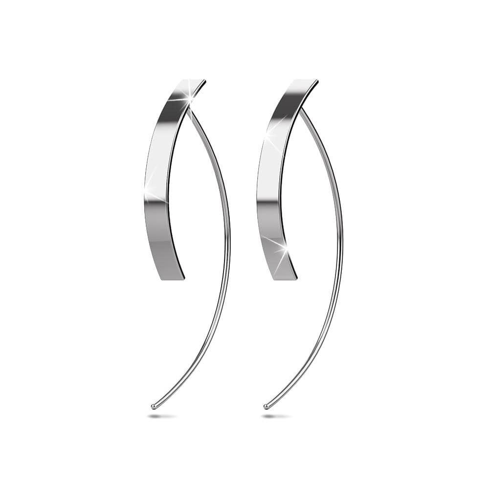 Solid 925 Sterling Silver Cut Out Mon Amour Threader Earrings - Brilliant Co