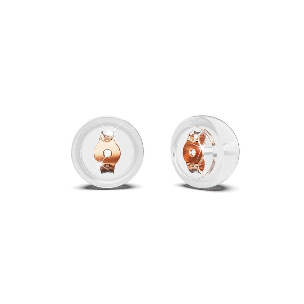 Domed Silicone Butterfly Back Solid 925 Sterling Silver in Rose Gold Filled Inserts for Stud Earrings - Brilliant Co