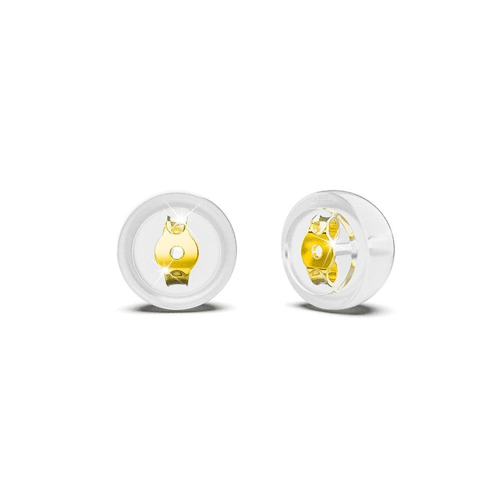 Domed Silicone Butterfly Back Solid 925 Sterling Silver in Gold Filled Inserts for Stud Earrings - Brilliant Co