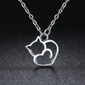 Solid 925 Sterling Silver Cat Love Necklace - Brilliant Co