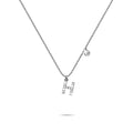 Solid 925 Sterling Silver Initial Crystal Personalised Alphabet Letter Necklace Silver - 30