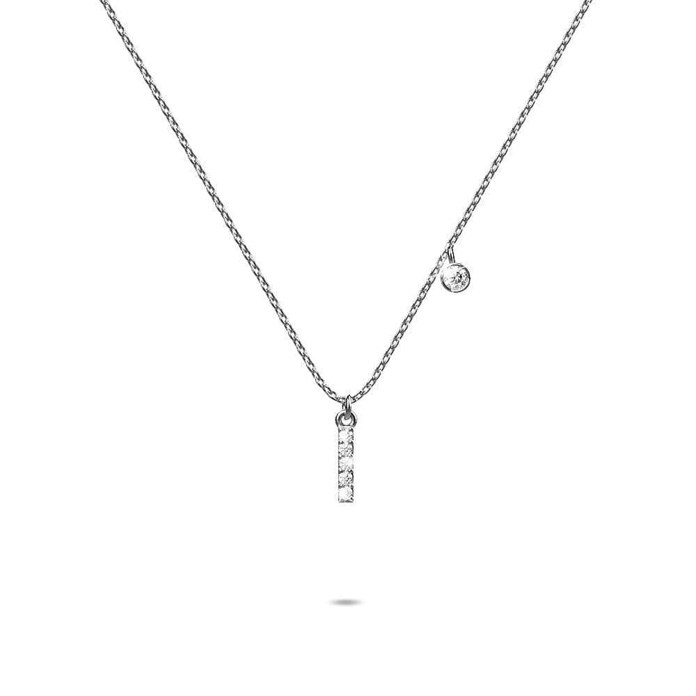 Solid 925 Sterling Silver Initial Crystal Personalised Alphabet Letter Necklace Silver - 34