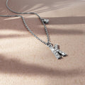 Solid 925 Sterling Silver Initial Crystal Personalised Alphabet Letter Necklace Silver - 43