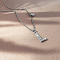 Solid 925 Sterling Silver Initial Crystal Personalised Alphabet Letter Necklace Silver - 47