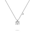 Solid 925 Sterling Silver Initial Crystal Personalised Alphabet Letter Necklace Silver - 50