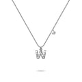 Solid 925 Sterling Silver Initial Crystal Personalised Alphabet Letter Necklace Silver - 90