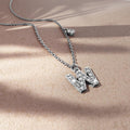 Solid 925 Sterling Silver Initial Crystal Personalised Alphabet Letter Necklace Silver - 91