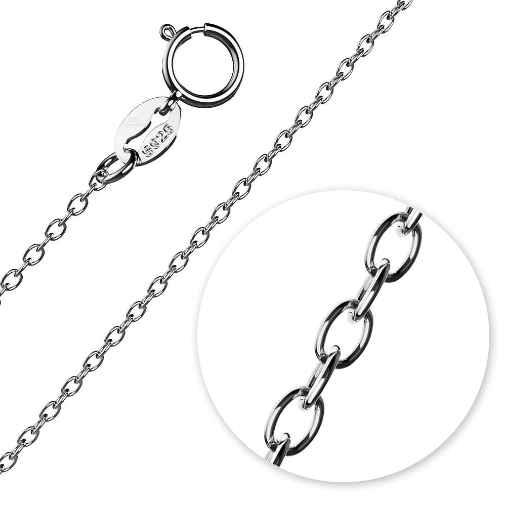 Solid 925 Sterling Silver Trace Chain Necklace in White Gold Layered - Brilliant Co