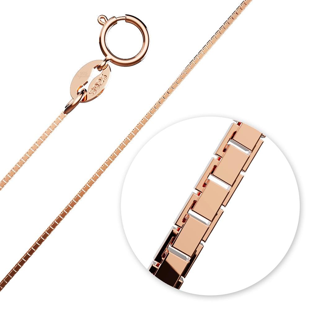 Solid 925 Sterling Silver Box Chain Necklace in Rose Gold Layered - Brilliant Co
