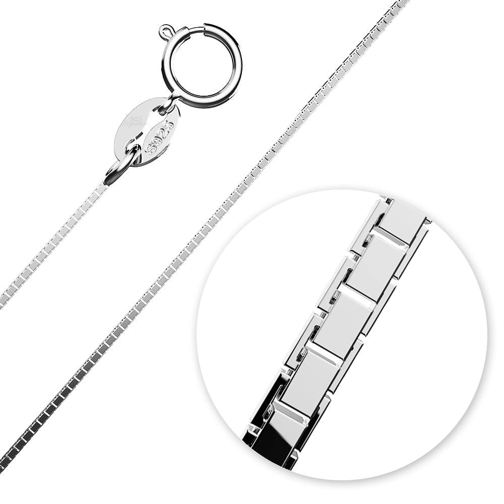 Solid 925 Sterling Silver Box Chain Necklace in White Gold Layered - Brilliant Co