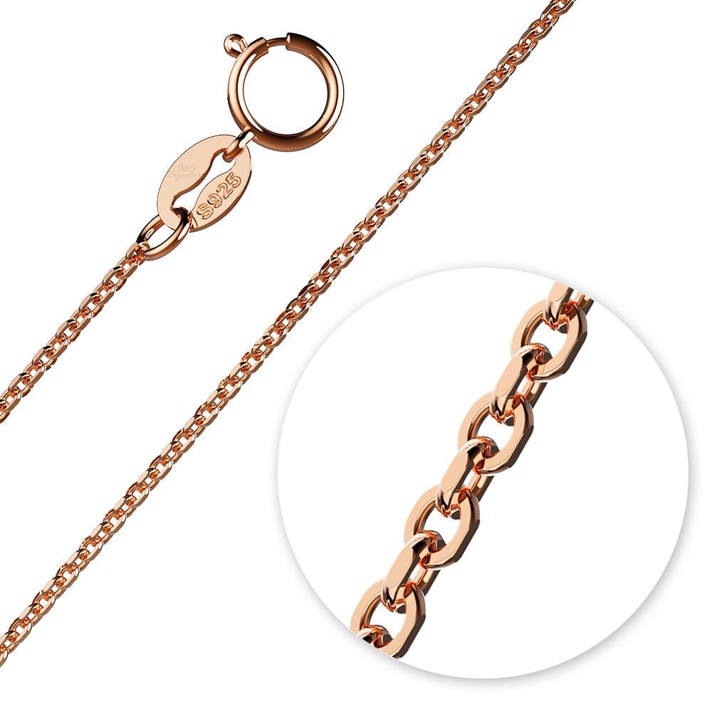 Solid 925 Sterling Silver Cable Chain in Rose Gold Layered - Brilliant Co