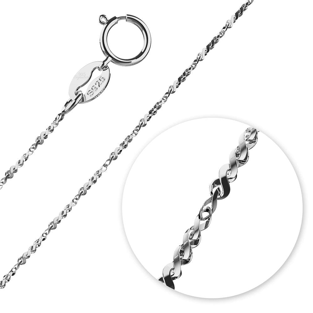 Solid 925 Sterling Silver Fancy Link Chain in White Gold Layered - Brilliant Co
