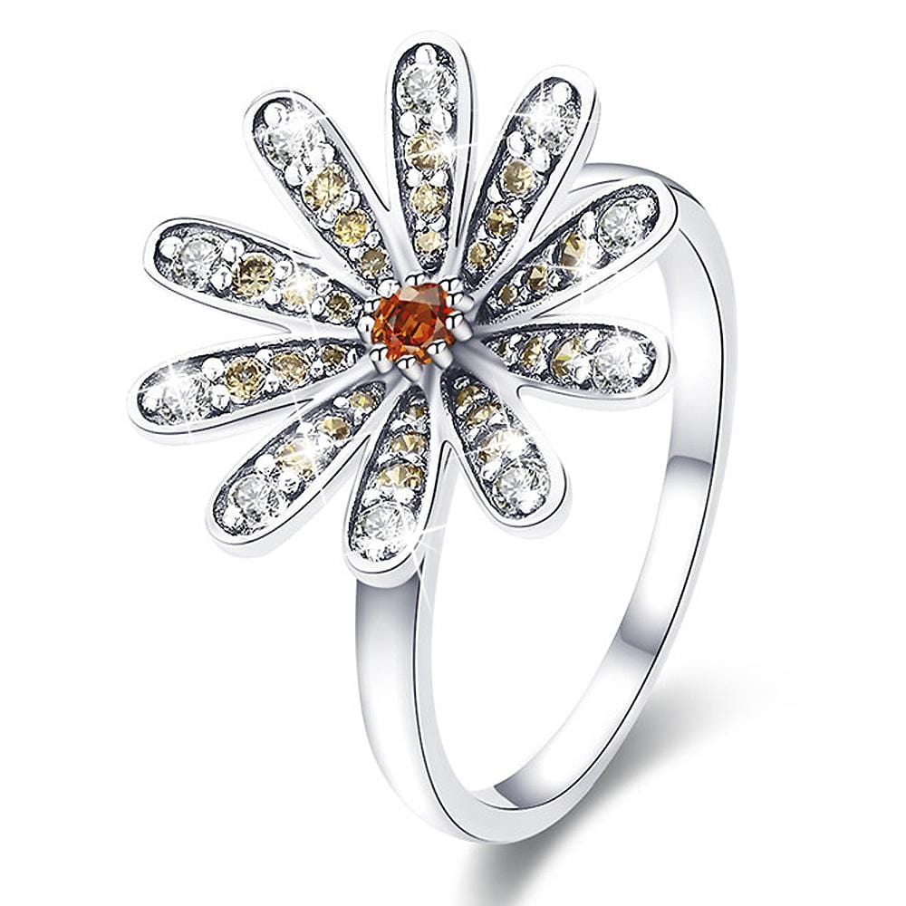 Solid 925 Sterling Silver Calendula Flower Fashion Ring