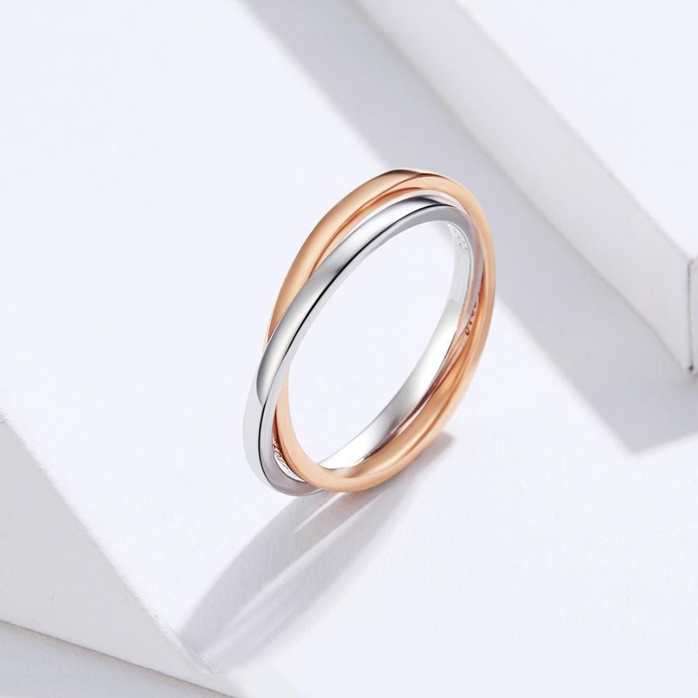 Solid 925 Sterling Silver Forever Love Dual Tone Promise Ring