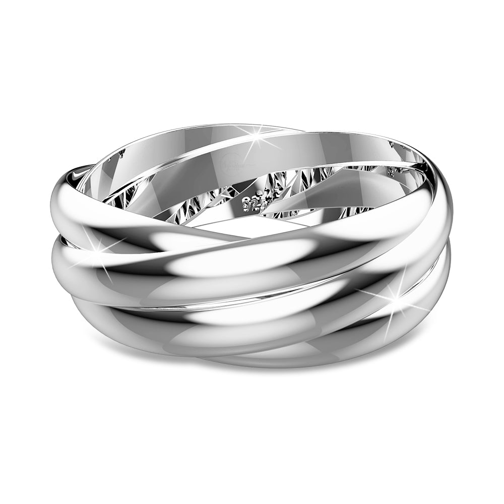 Solid 925 Sterling Silver Broad 5 in 1 Interlink Wedding Ring