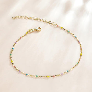 Solid 925 Sterling Silver Dainty Multicolour Crystals Bracelet