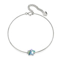 Solid 925 Sterling Silver Star-Shaped Single Stone White Gold Filled Bracelet Embellished with Crystals from Swarovski