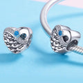 Solid 925 Sterling Silver Romantic Heart Shaped Sky Blue CZ Charm - Brilliant Co