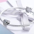 Solid 925 Sterling Silver Romantic Heart Shaped Sky Blue CZ Charm - Brilliant Co