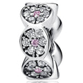 Solid 925 Sterling Silver Floral CZ Charm - Brilliant Co