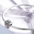 Solid 925 Sterling Silver Love Bird with Rose CZ Charm - Brilliant Co