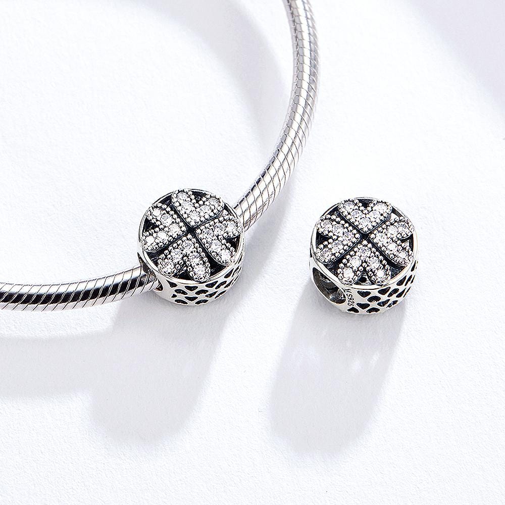 Solid 925 Sterling Silver Petal of Love CZ Charm - Brilliant Co